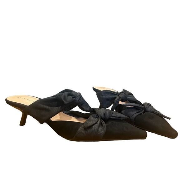 Zara Bow Knotted Kitten Heel Pointed Toe Shoes - Picture 1 of 14